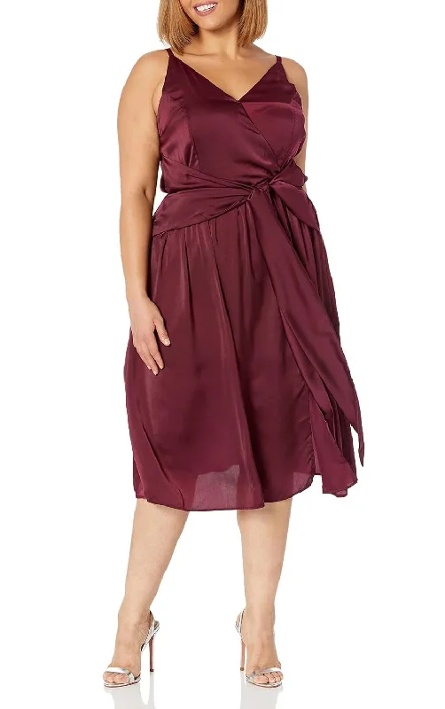 14W - city chic burgundy satin midi dress