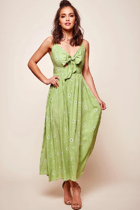 Kiki Thin Stripe Maxi Dress Green