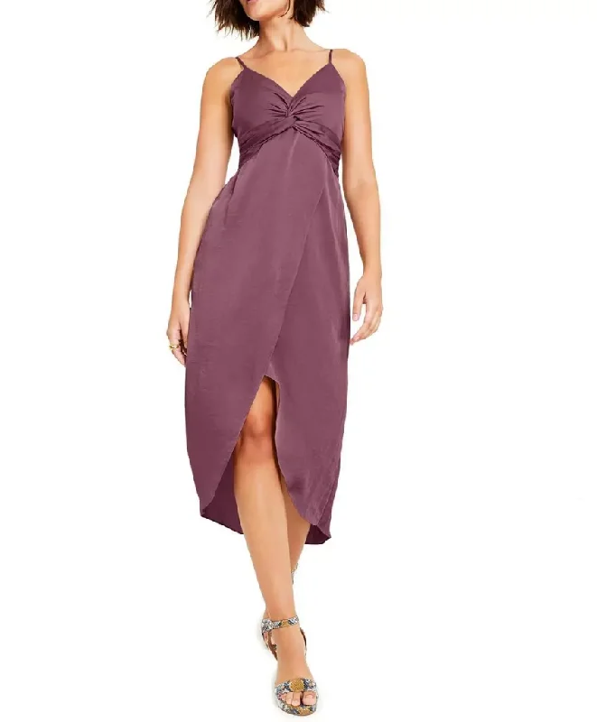 M - bar iii purple twist bodice midi dress