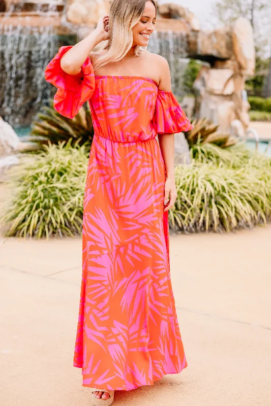 So Much To Do Red Palm Print Maxi Dress