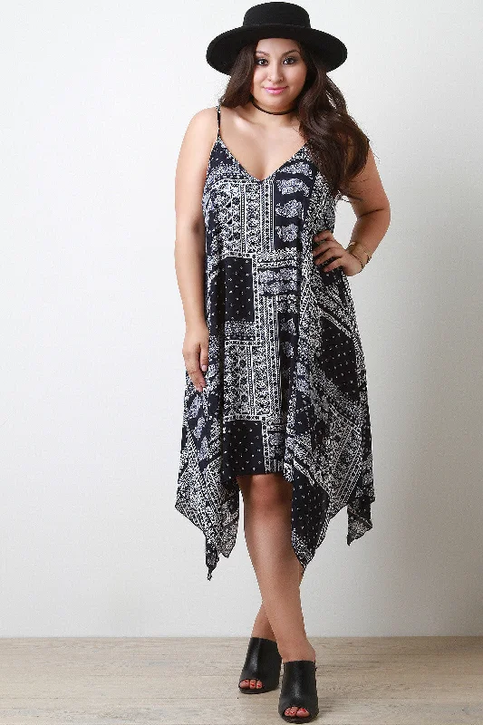 Trapeze Handkerchief Hem Maxi Dress