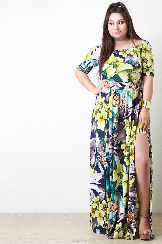 Floral Paradise High Slit Maxi Dress