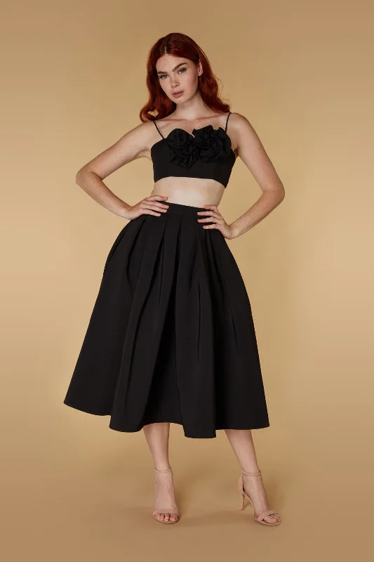 Kat Top & Midi Skirt Two Piece with Appliqué Detail