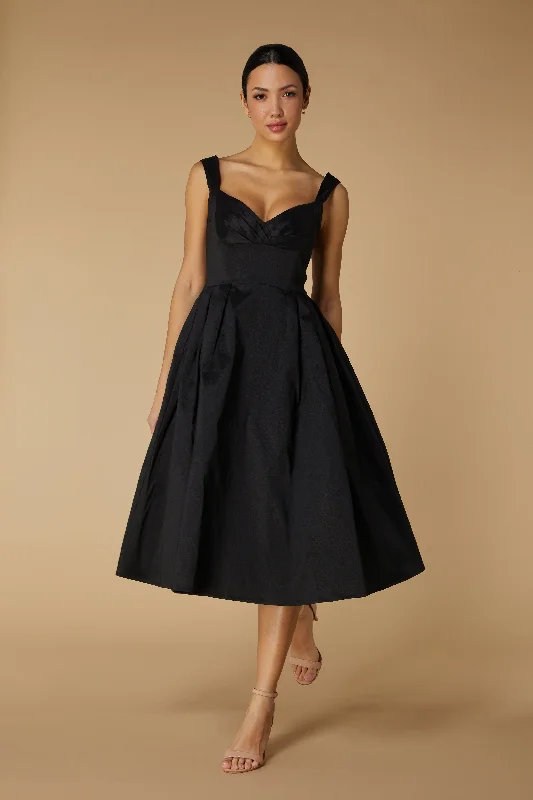 Rene A-Line Midi Dress with Sweetheart Neckline